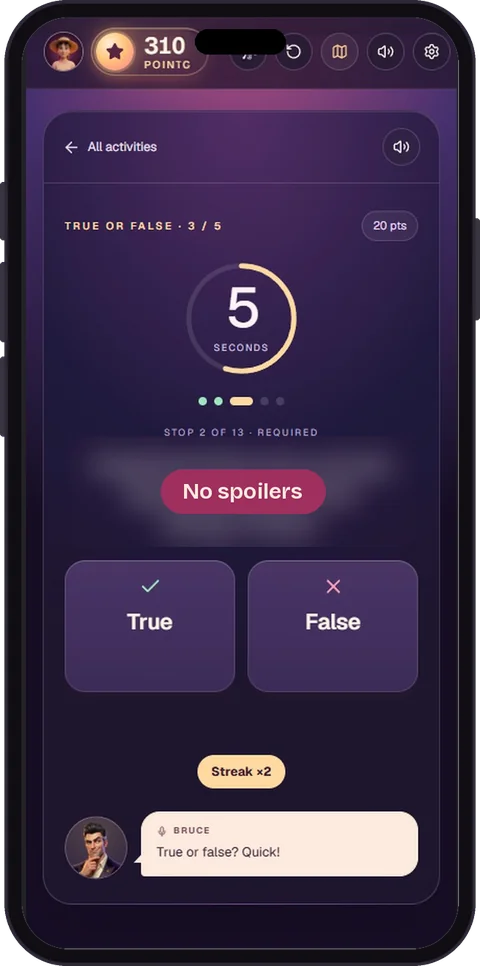 A phone showing a true-or-false question. The statement is blurred.